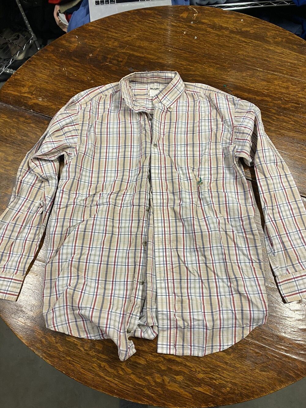 Wrangler Riata Green Plaid Long sleeve Button Western Shirt Mens Medium